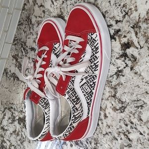 Vans Red and White Logo Sneakers